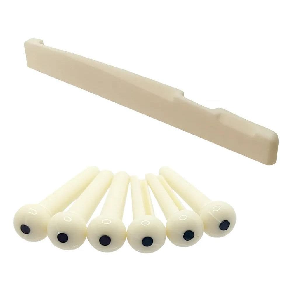 3X Rastilho Em Osso 100% Natural Violão Aço + Pinos Cavalete