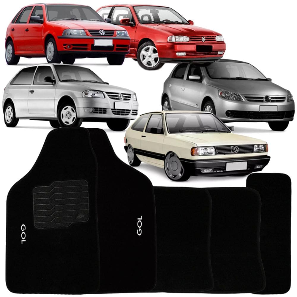 Jogo de Tapete Automotivo Carpete Volkswagen Vw Gol G2 Bola 1995 à 2004 Soft Logo Bordado 5 Peças