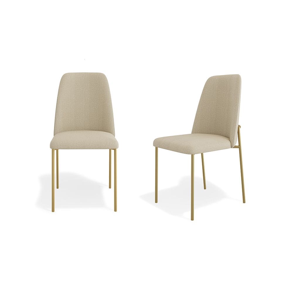 Conjunto 02 Cadeiras Livia Linho Gengibre estrutura dourada - SSX Multicoisas