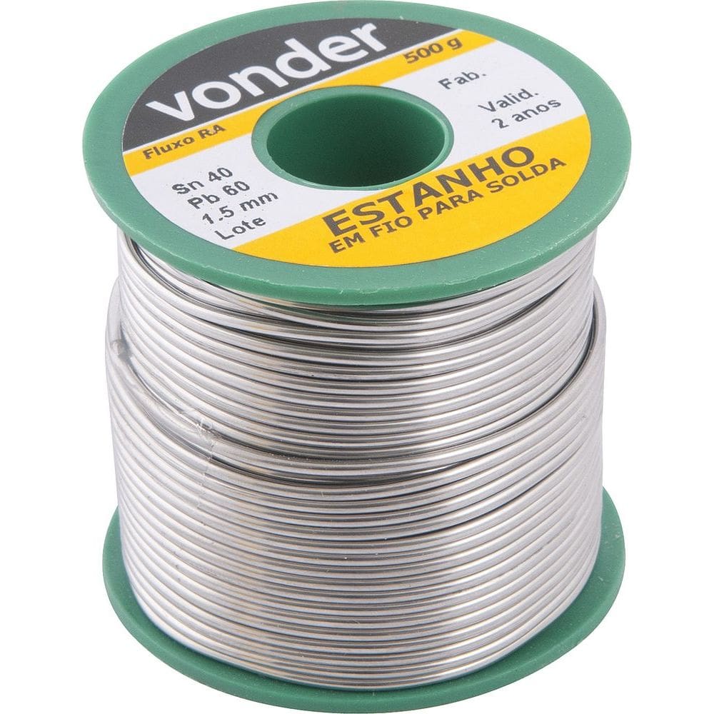 Estanho fio 1,5mm 40x60 500g carretel Vonder