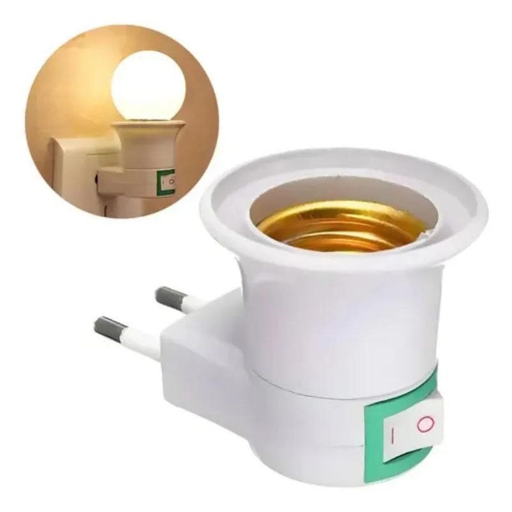 3X Adaptador Soquete E27 Para Lâmpada Tomada Chave Liga Desl