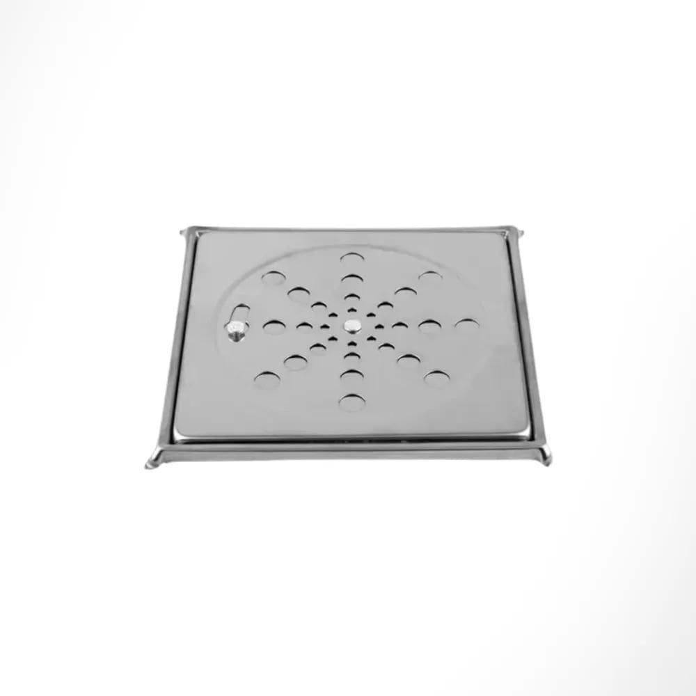 3X Ralo Tampa Grelha Inox Quadrada 10X10Cm Com Fecho + Caixi