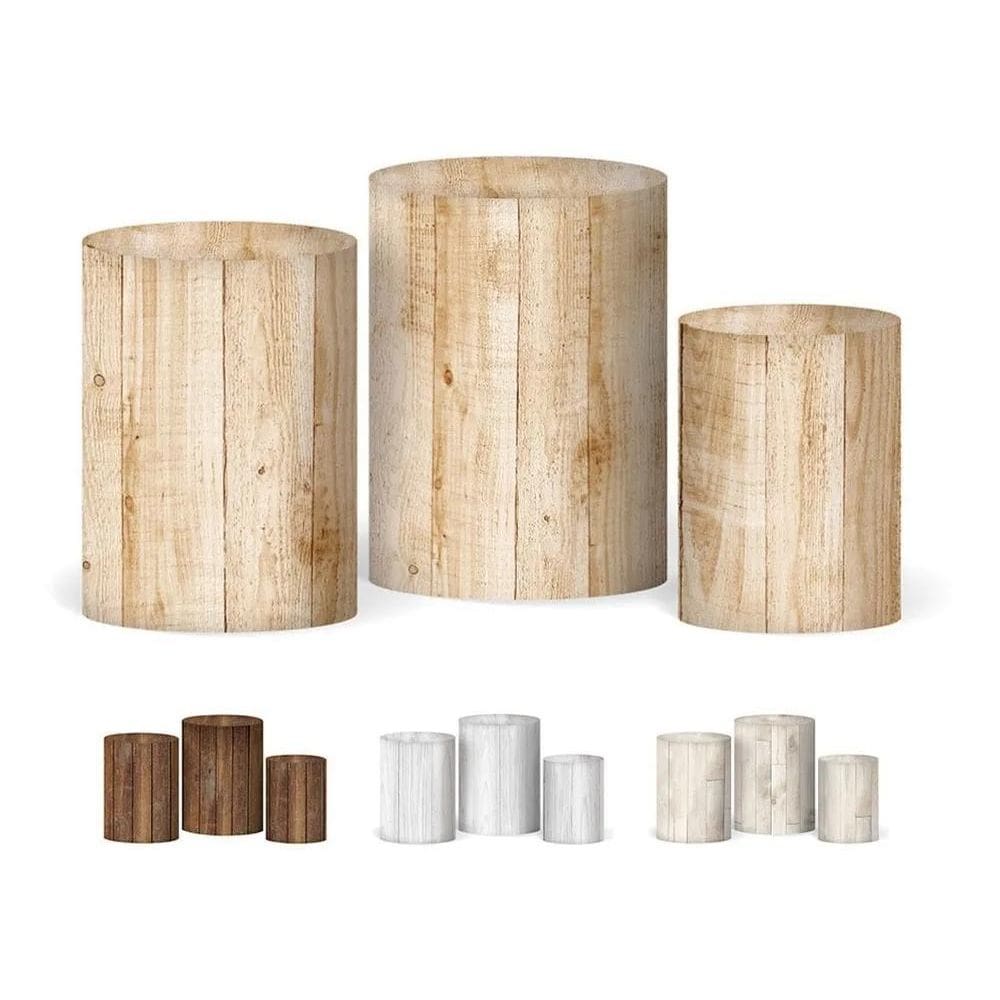 3X Trio Capa Cilindro 3D Festa Madeira Veste Fácil C/Elástic
