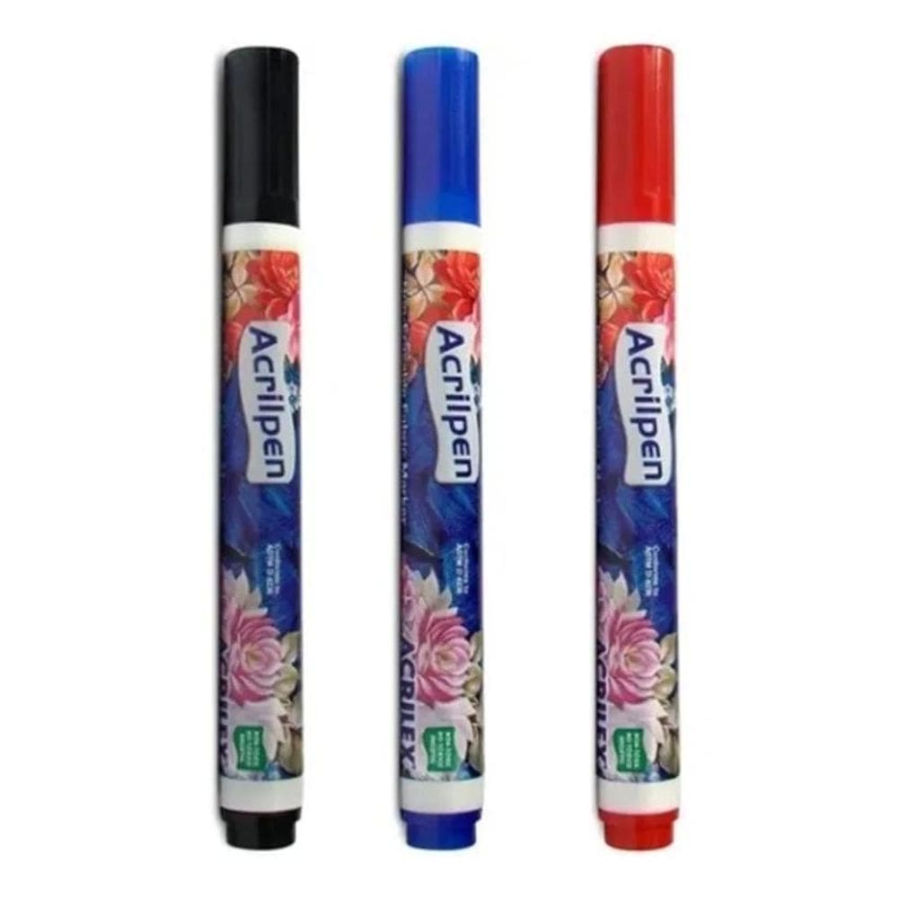 3X 3X Caneta Para Tecido Acrilpen Acrilex Roupas