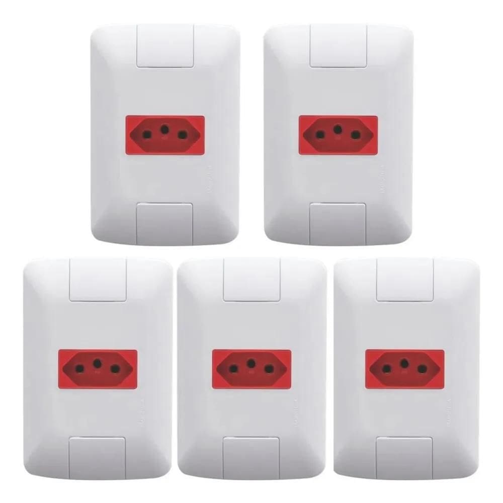 3X Tomada Simples 20A Tramontina Aria Vermelha 20 Amperes 5