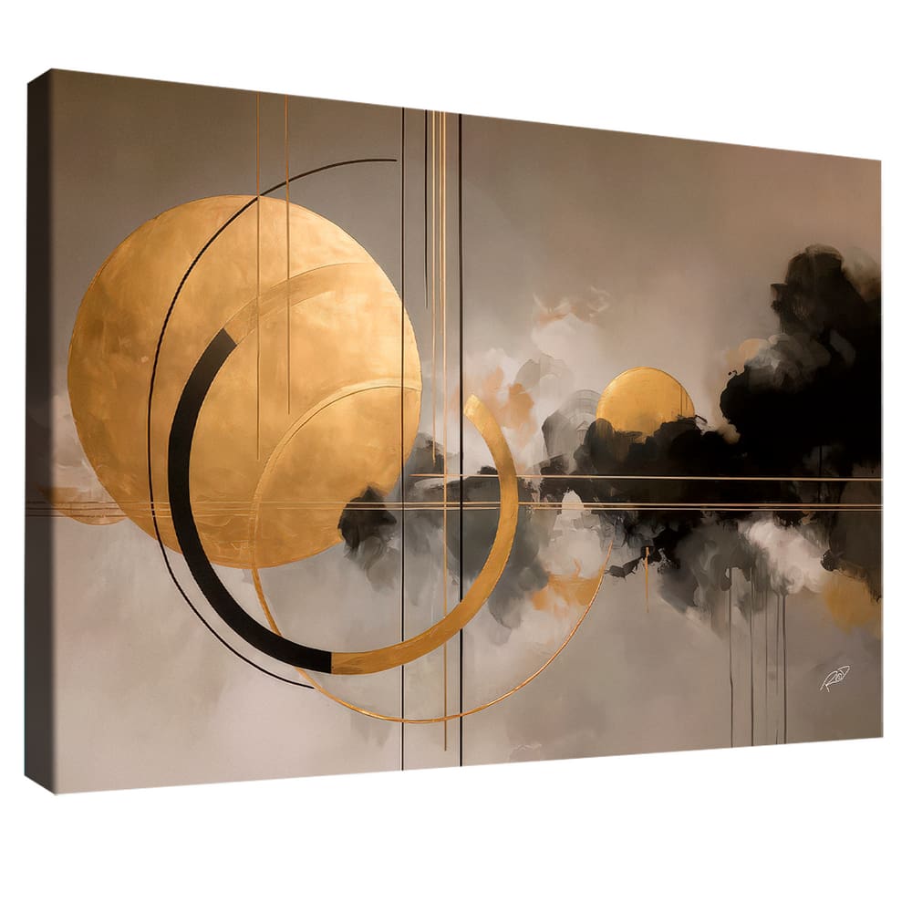 Quadro Decorativo Formas Geométricas Tons Dourados