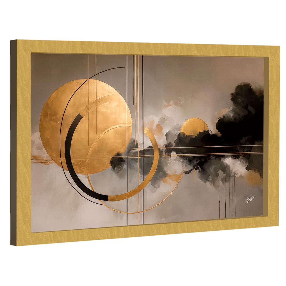 Quadro Decorativo Formas Geométricas Tons Dourados