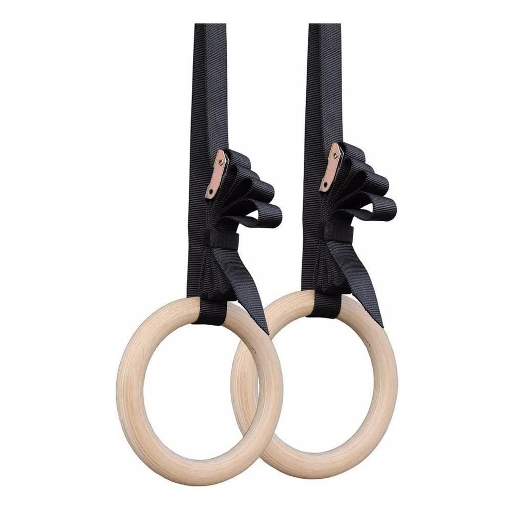 3X Argola Olimpica Ginástica Em Madeira Suspensão Par Odin F