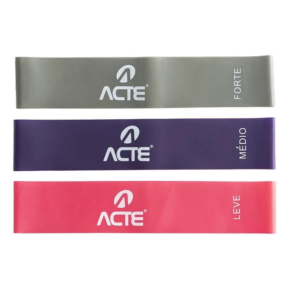 3X Kit Faixa Elastica T71-R, Yoga E Pilates, Rosa, Roxo E Ci