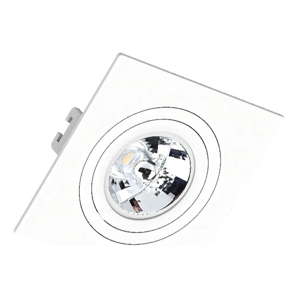 3X Spot Quadrado Embutir Ar70 Face Plana Branco Save Energy