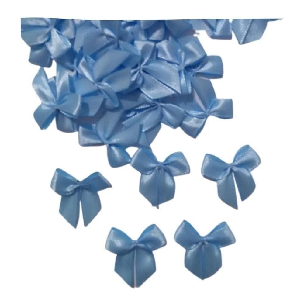 3X 50 Laços/Lacinhos Cetim Nº 2 Para Lembrancinhas - Azul Cl
