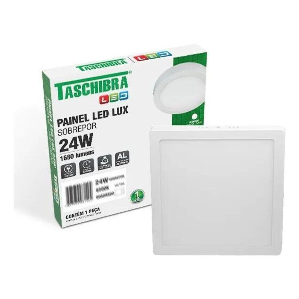 3X Painel Led Quadrado Sobrepor 24W 3000K 4000K 6500K Taschi