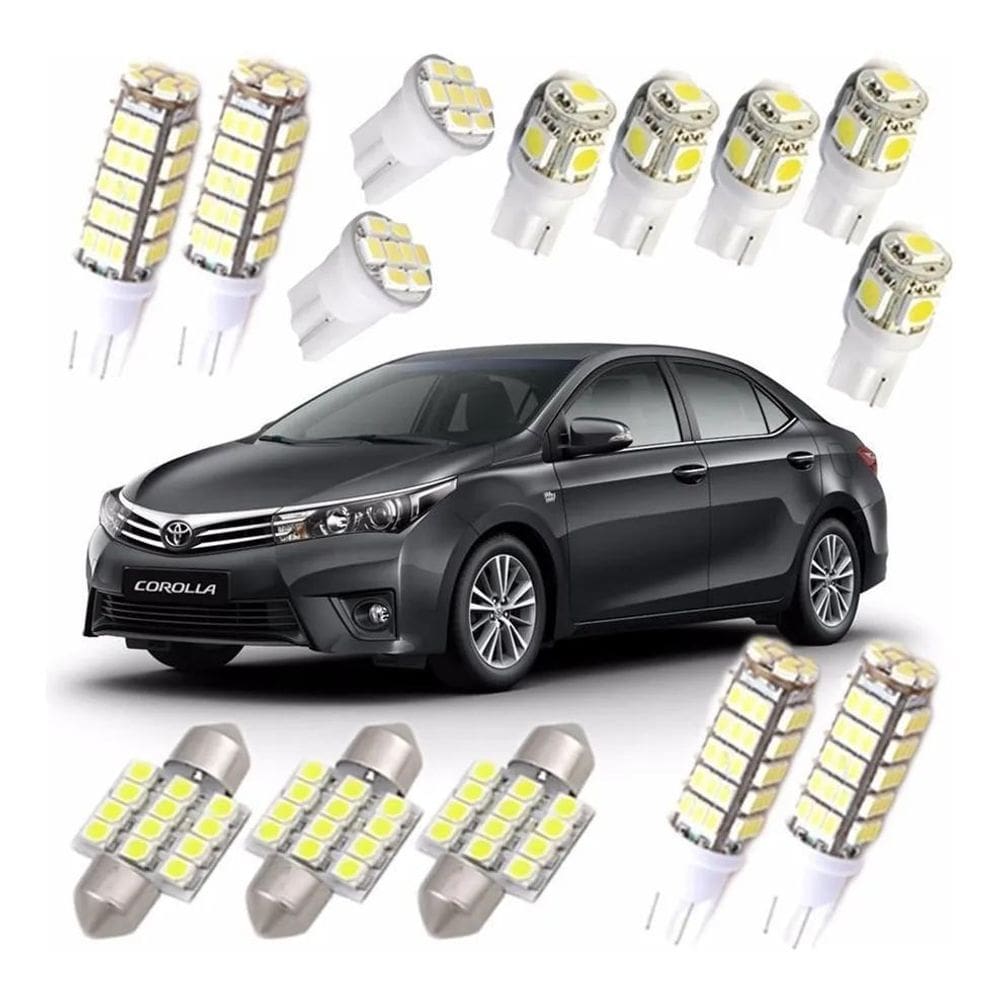 3X Kit Lampadas Led Corolla 2016 Pingo Teto Placa