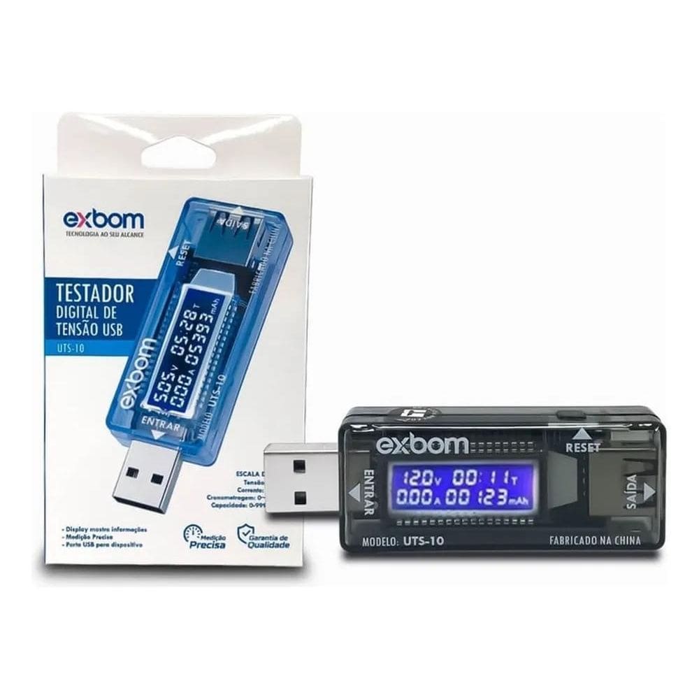 3X Voltímetro Portátil Digital Saída Usb Teste Tensão Ampera