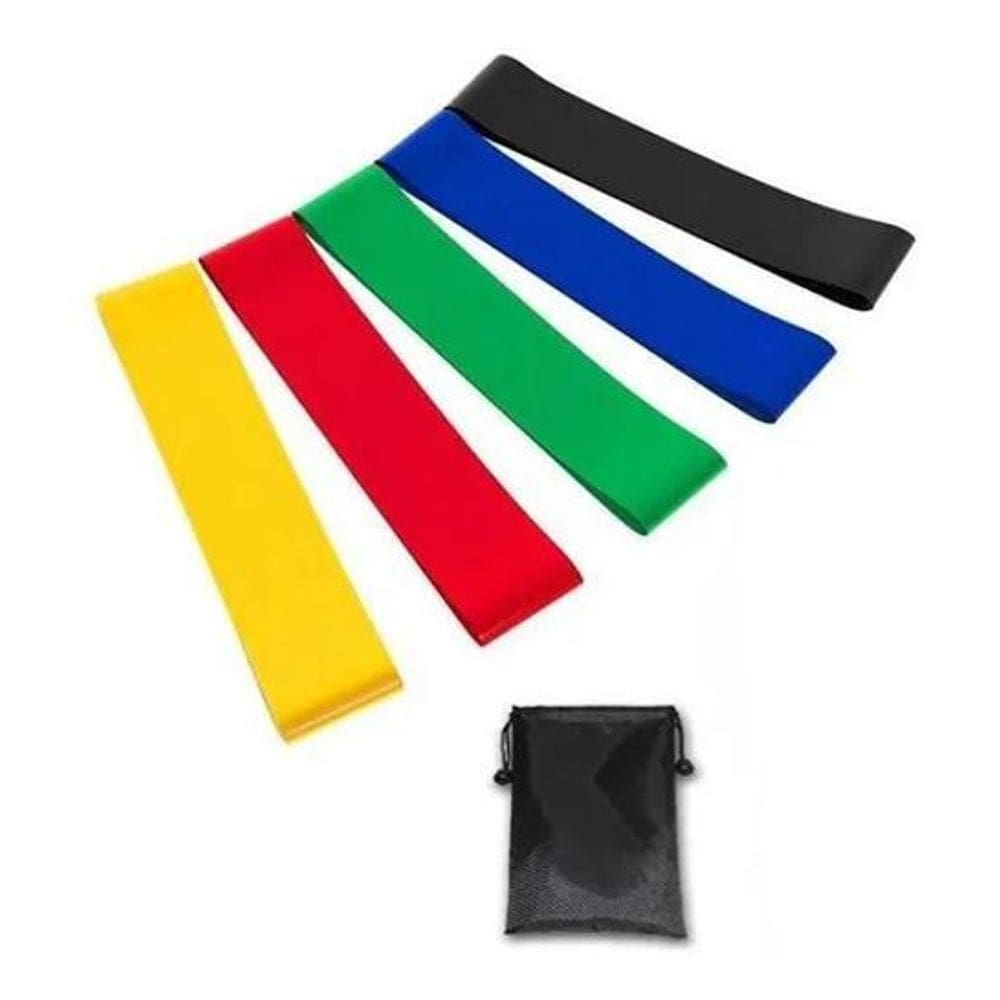 3X Kit 5 Faixas Elásticas Mini Band Com 5 Níveis Fisioterapi
