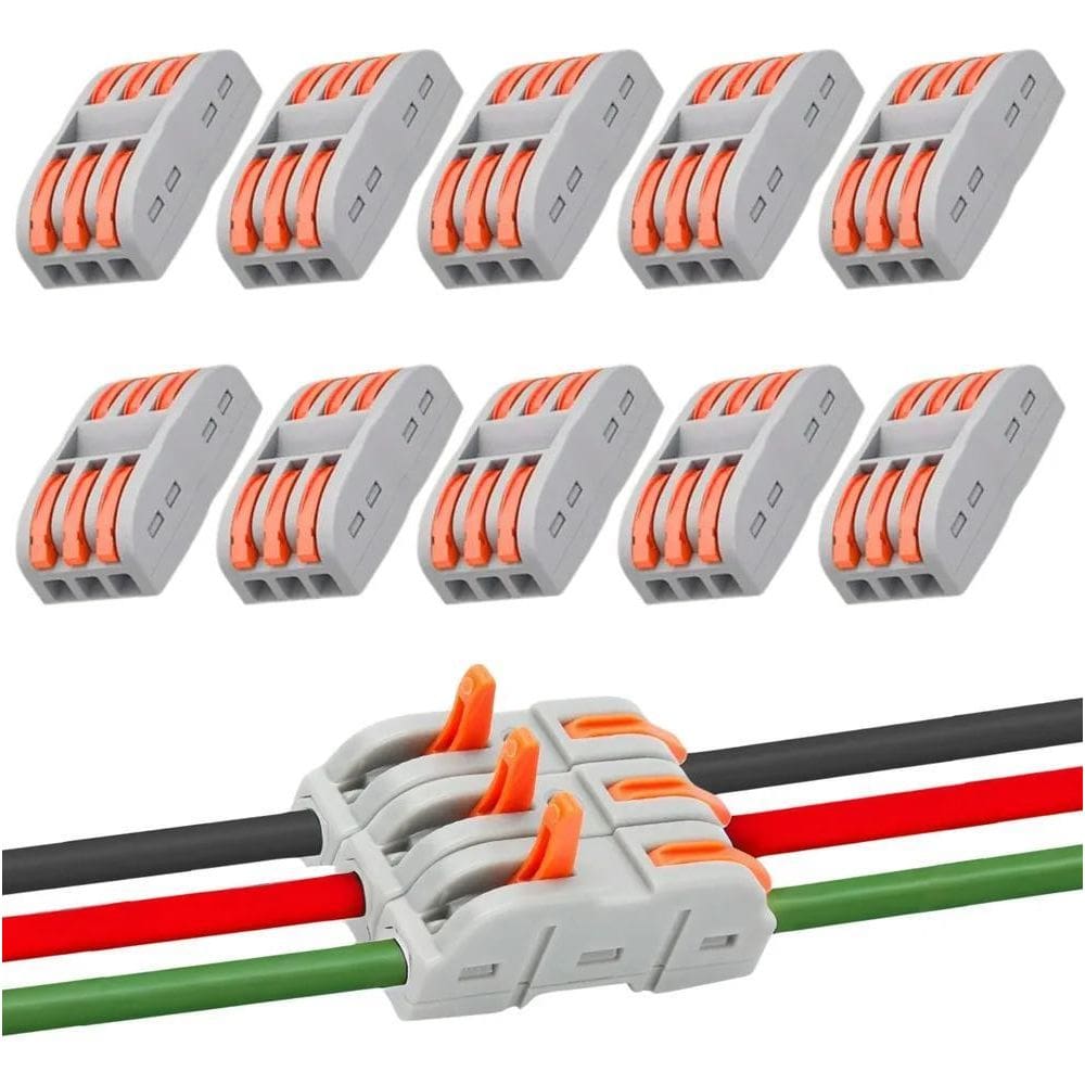 3X Kit 10 Conectores De Fio Rápido Emenda Click Alavanca 3 V