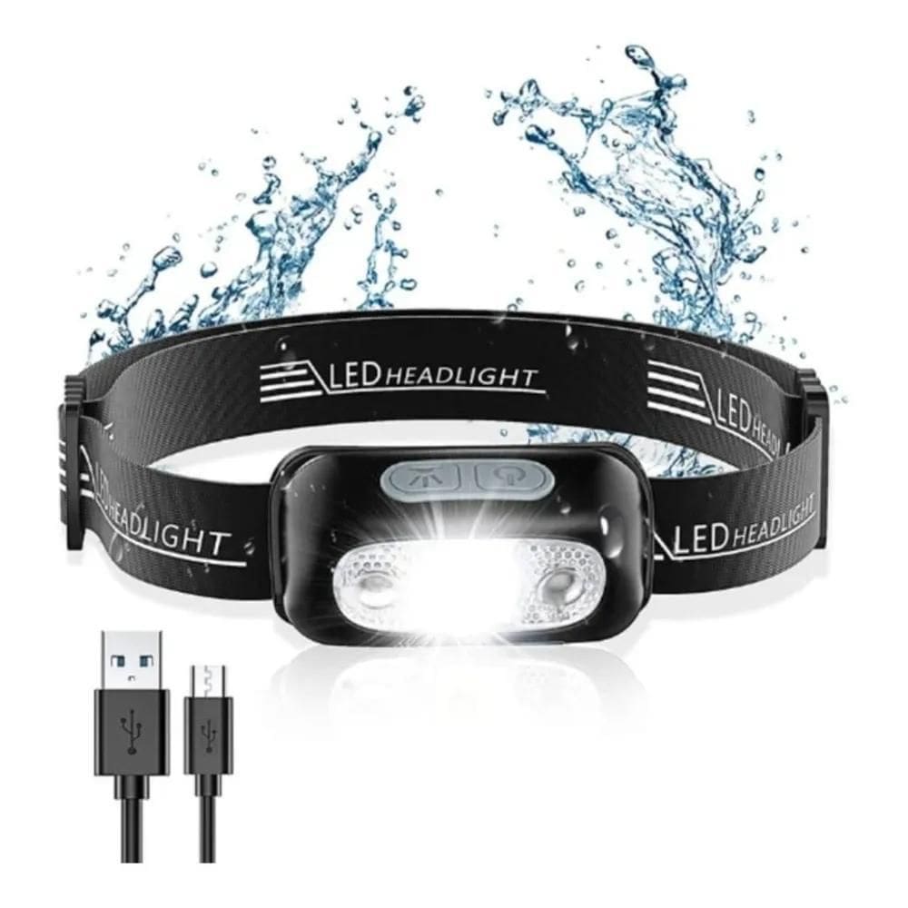 3X Lanterna Cabeça Headlight Recarregavel Sensor Prova D`Águ