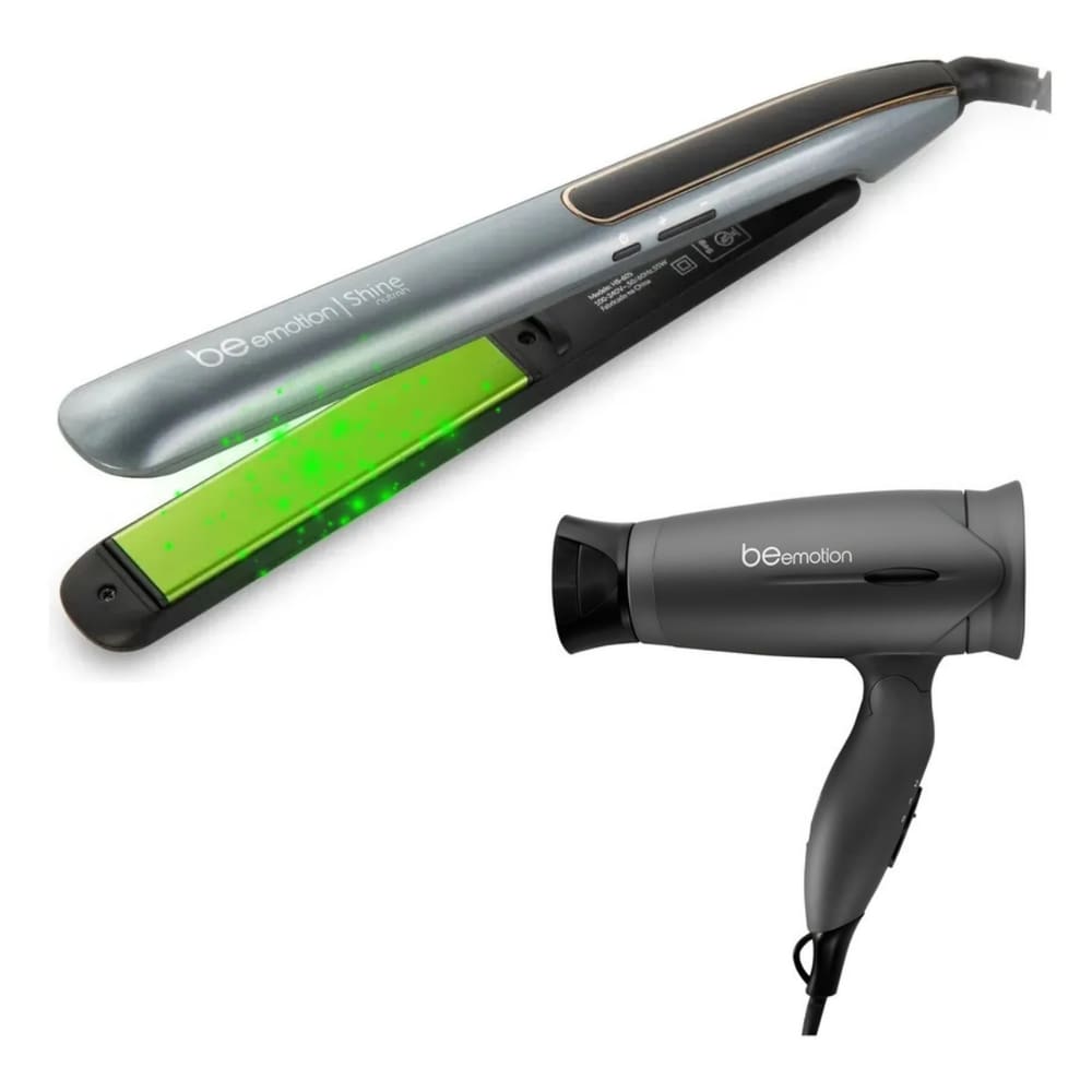 Prancha de Cabelo Shine Nutrah + Secador de Viagem