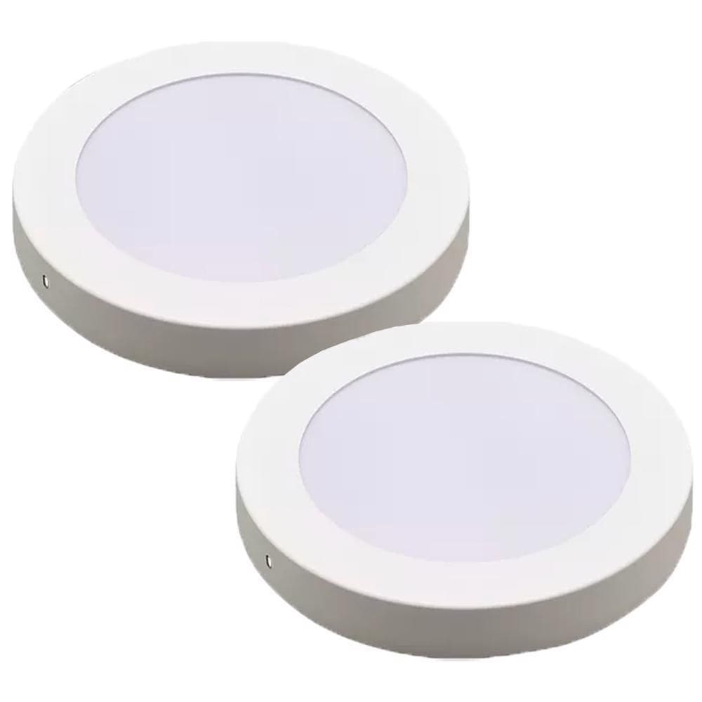 Kit 2 Luminária Plafon Led Redondo Sobrepor 18W 6500K - Noll