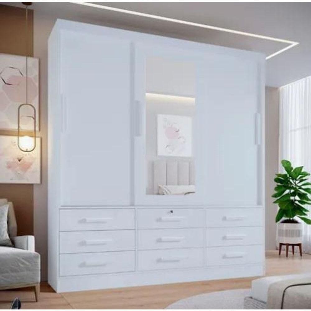 Guarda Roupa Meridian 3 Portas Branco D Doro Móveis