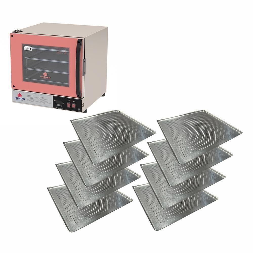Forno Turbo Prp-004 Plus 110V Rosa Progás + 8 Assadeiras Cimapi 110V