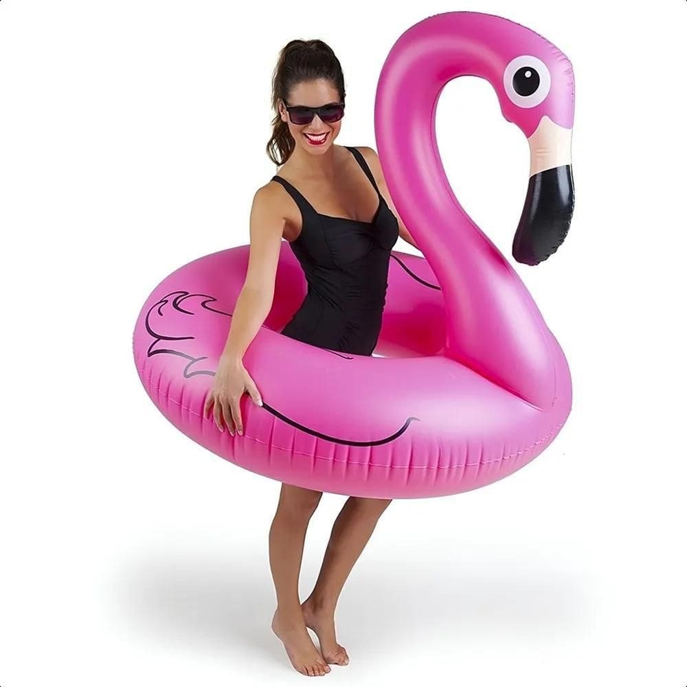 3X Boia Flamingo Rosa Gigante Grande Piscina Inflável 120Cm