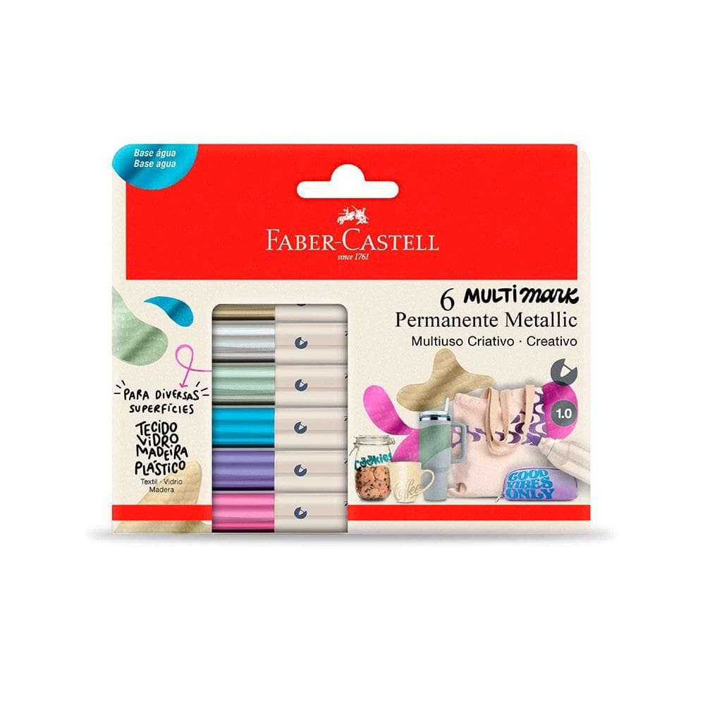 Marcador permanente Multimark Metallic 6 cores Faber-Castell