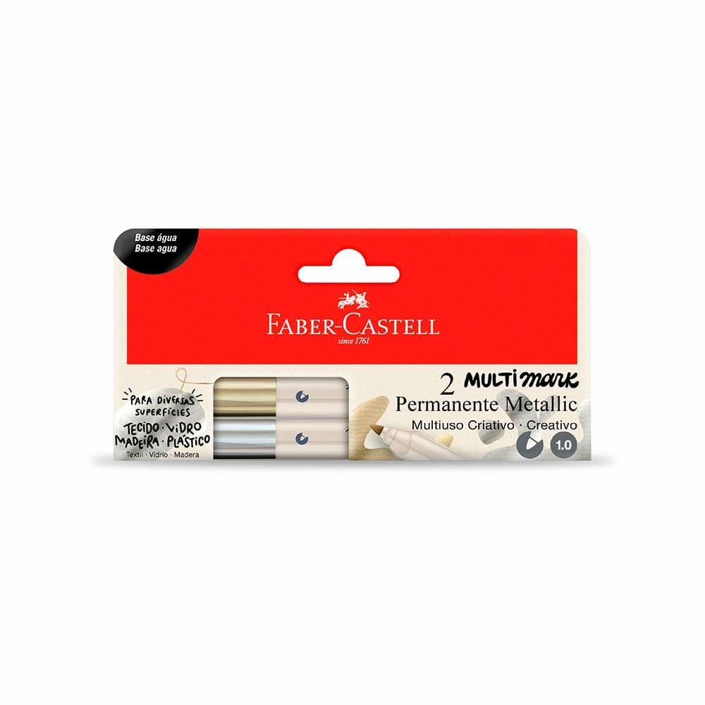 Marcador perman Multimark 1.0mm Prata e Ouro Faber-Castell