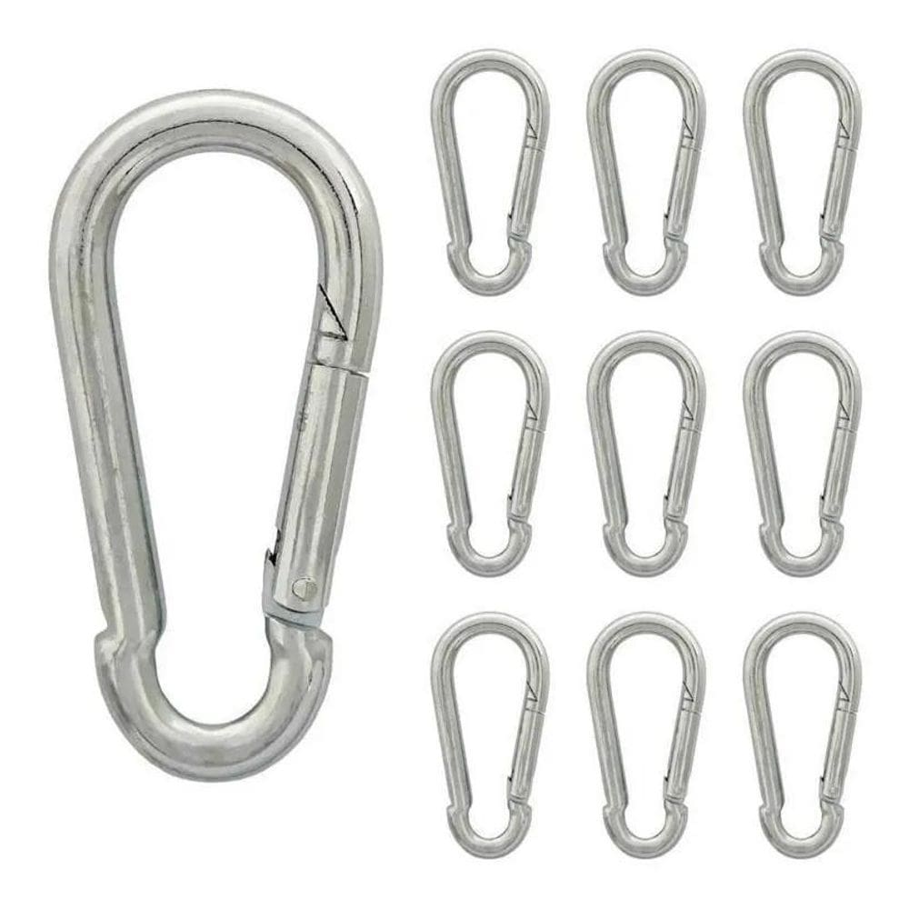 3X Mosquetão 10Cm Suporta 350Kg Academia Profissional 10 Uni