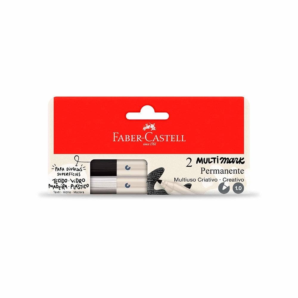 Marcador perman Multimark 1.0mm Preto e Branco Faber-Castell