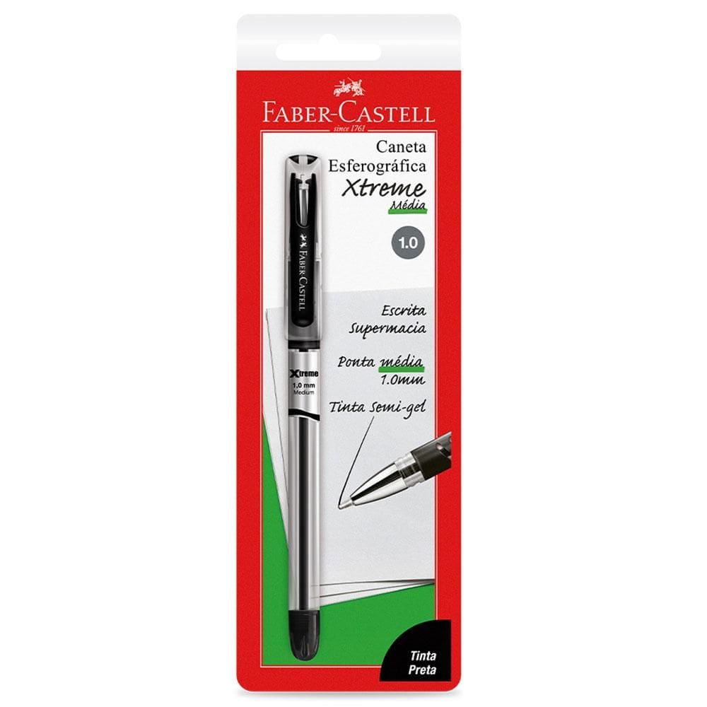 Caneta esferográfica 1.0 Xtreme Preta - Faber-Castell