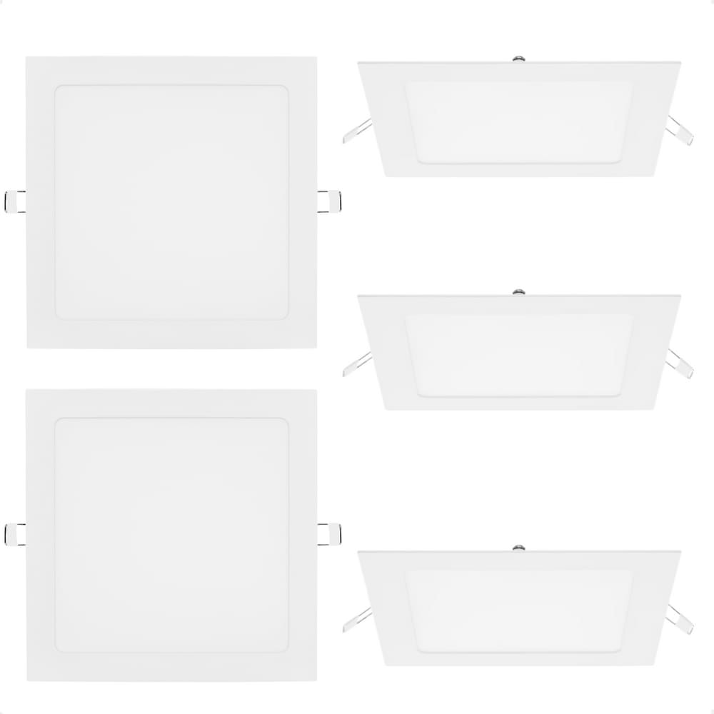 Kit 5 Painel de Led Quadrado Embutir 12W Bivolt Taschibra 3000K Quente