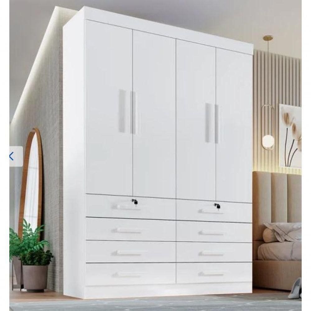 Guarda Roupa Mônaco 4 Portas 8 Gavetas Branco - D Doro