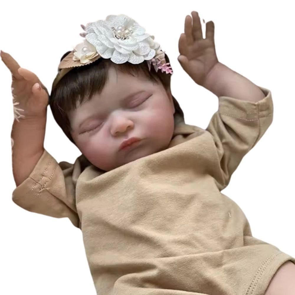 Bebê Reborn Menina Dormindo Recém Nascida Cabelo Implantado Fio A Fio