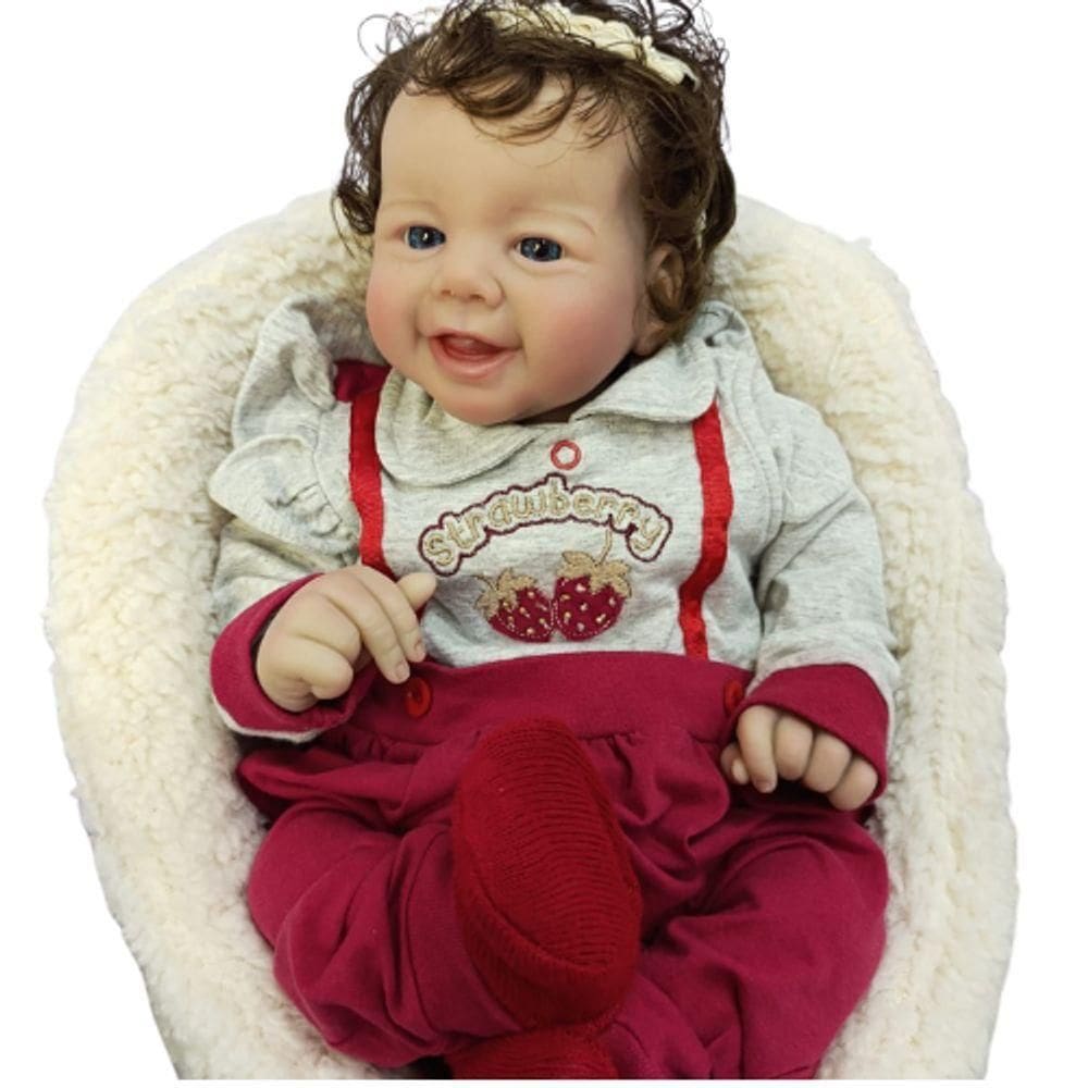 Bebê Reborn Menina Olhos Abertos Artesanal Cabelo Fio A Fio Realista