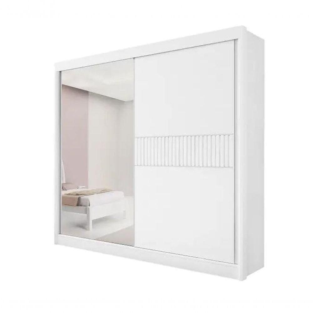 Guarda Roupa Titanium Ripado Com Espelho Branco - D Doro