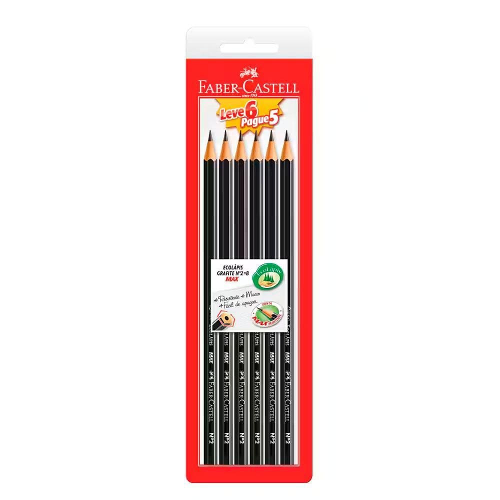 Lápis preto nr 2 Sextavado c/ 6 unid Faber-Castell