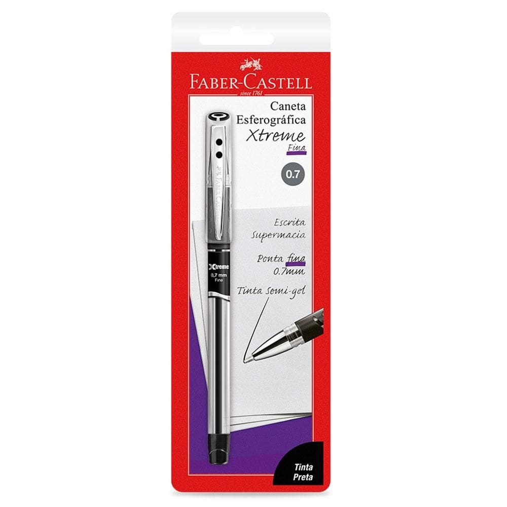 Caneta esferográfica 0.7 Xtreme Preta - Faber-Castell