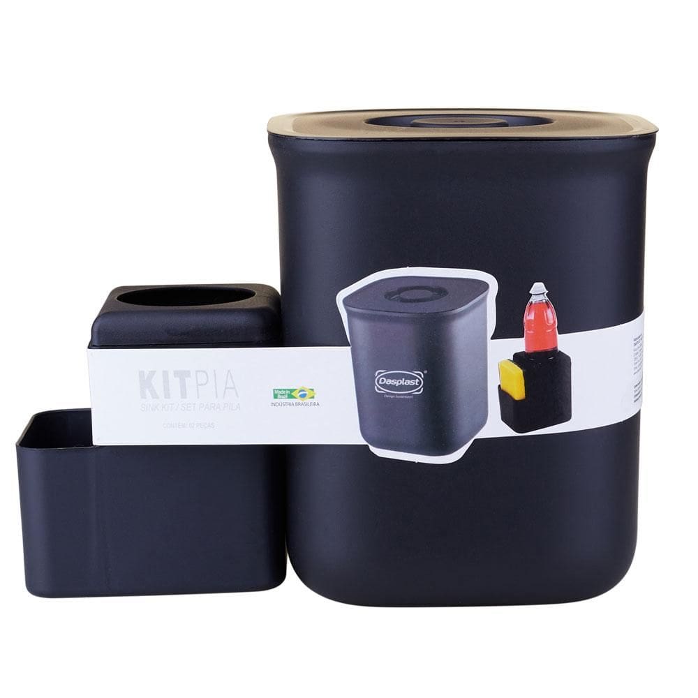 Kit Pia Lixeira com Organizador Dasplast 0172 Preto