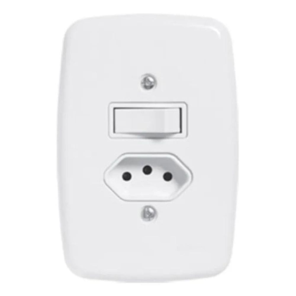 3X Kit 5 Interruptor 1 Tecla Simples + Tomada 20A Pluzie Ide