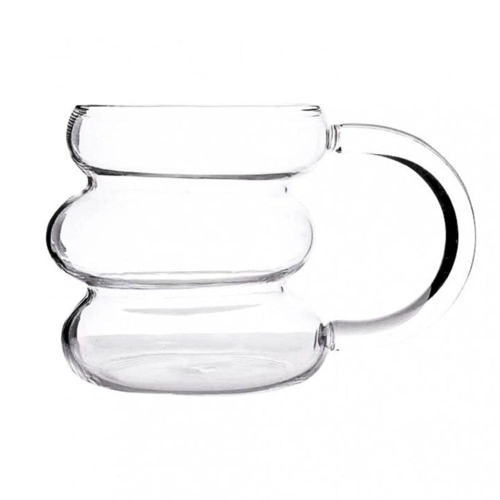 Caneca de Vidro Cloud 430ml Design Moderno para Bebidas Quentes e Frias Nadir