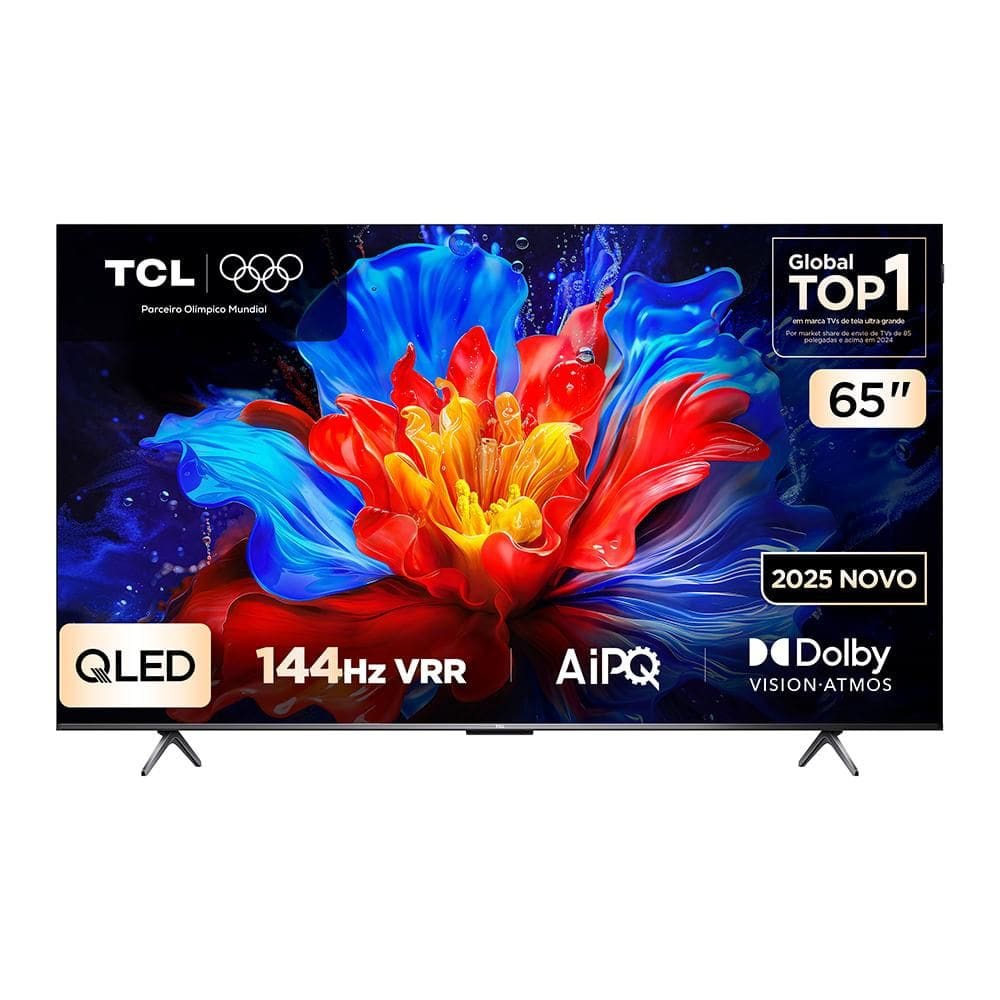 Smart TV TCL 4K QLED 65” Polegadas com Google Assistente, Dolby Atmos e Design Sem Bordas - 65P8K