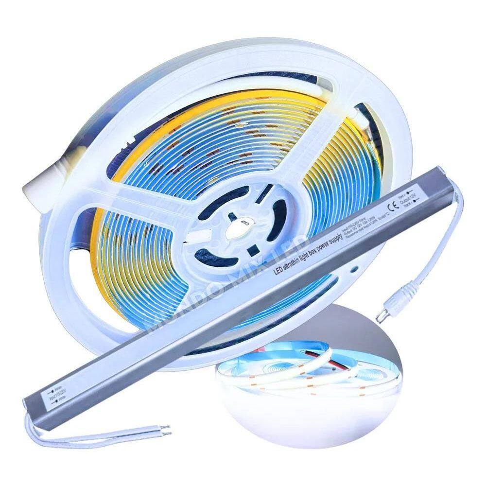 3X 05Metros Fita Led Cob 1800Led Para Perfil + Fonte Ultra S