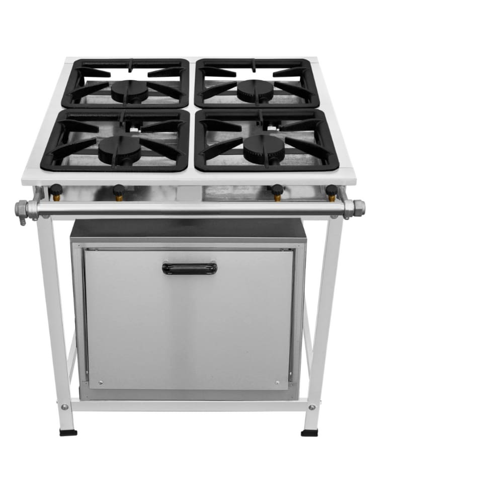 Fogão Industrial 4 Bocas AP P5 em Aço Inox com Forno Leona