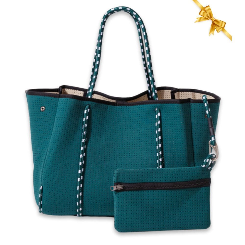 Sacola POUPS grande de neoprene para mulheres verde esmeralda