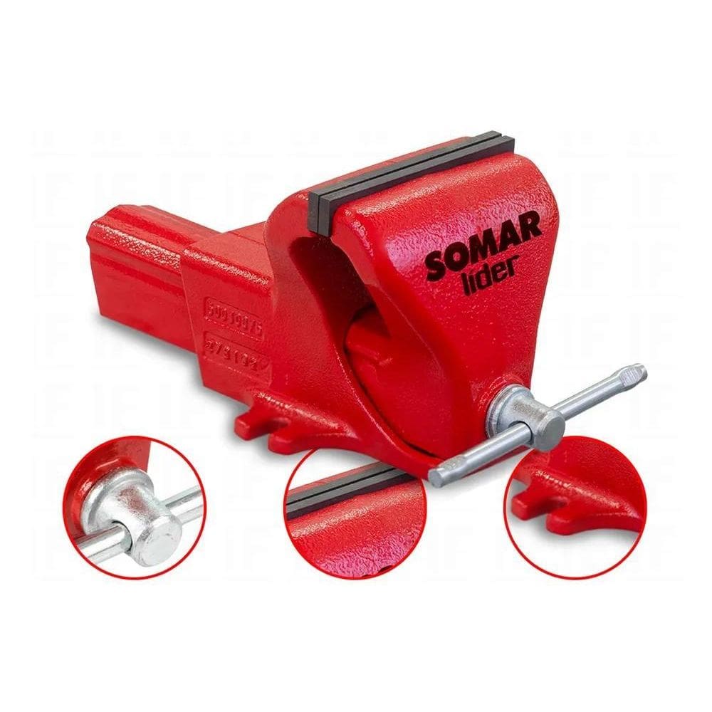 3X Morsa Torno De Bancada Numero 6 Somar Schulz Vermelho