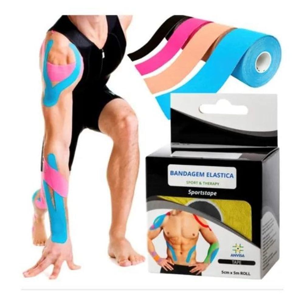 3X Fita Bandagem Elástica Adesiva Kinesio Tape Dor Muscular