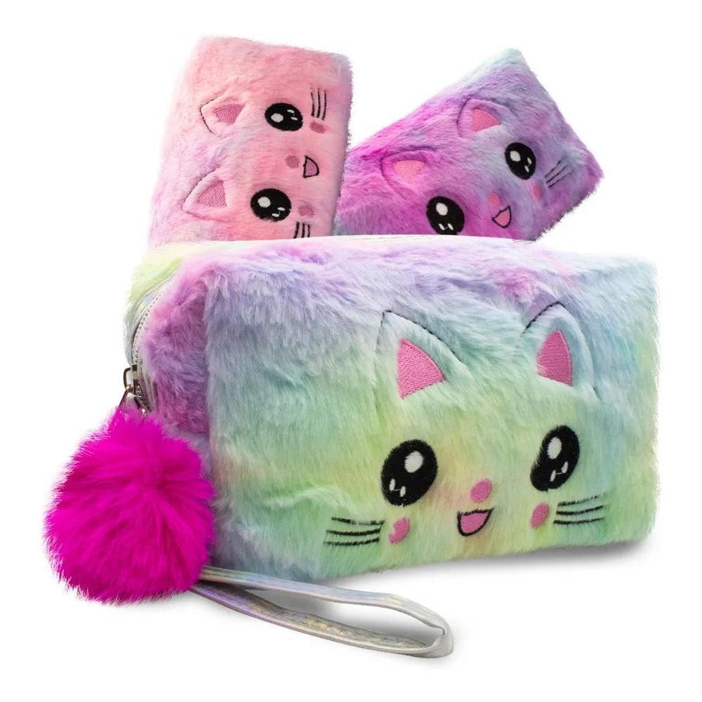 3X Estojo Grande Feminino Escolar Box Necessaire Cor Colorid