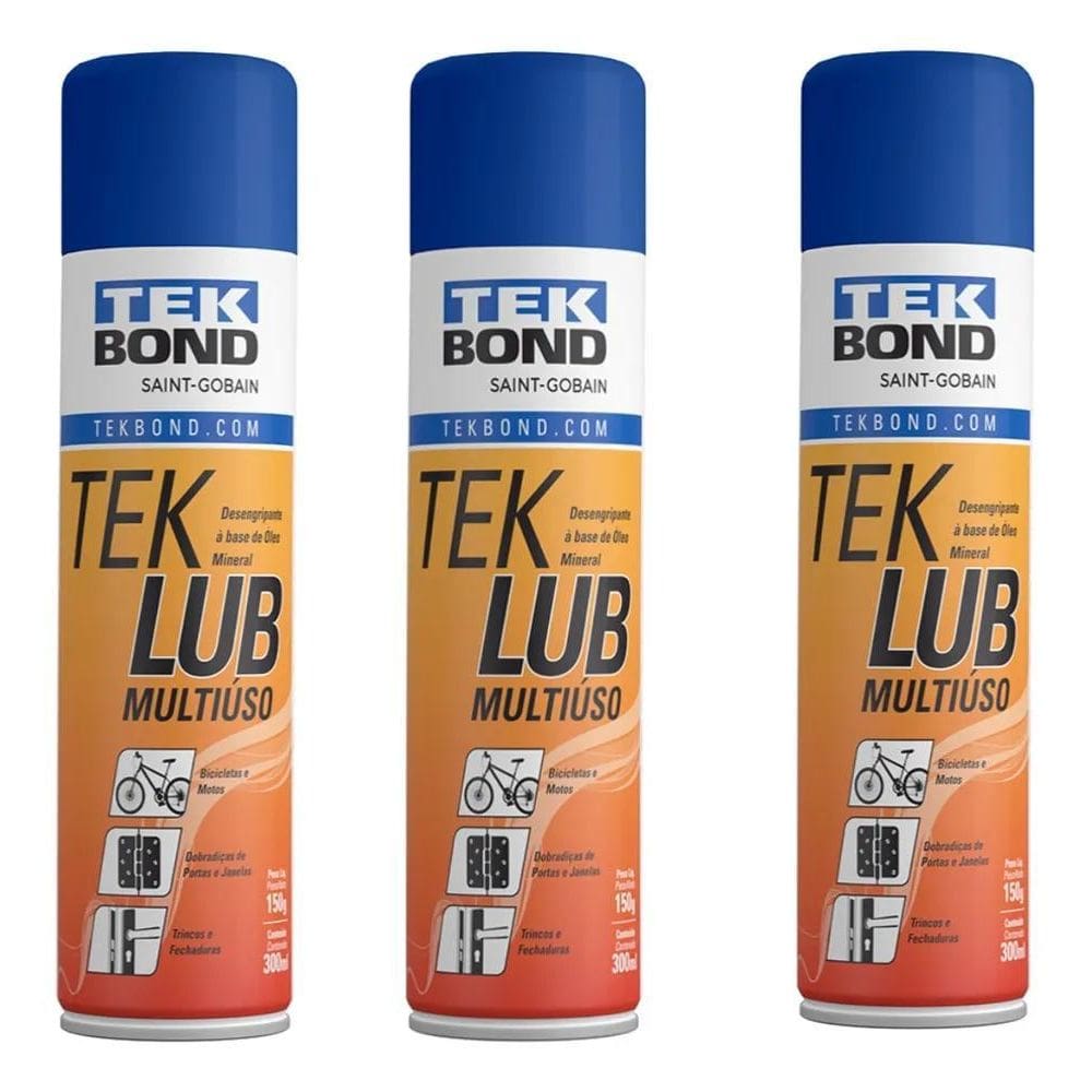 3X Óleo Desengripante Teklub Multiuso Spray 300Ml Tekbond 3U