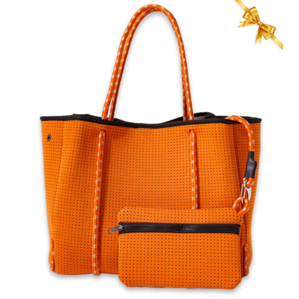 Sacola POUPS grande de neoprene para mulheres, laranja queimada